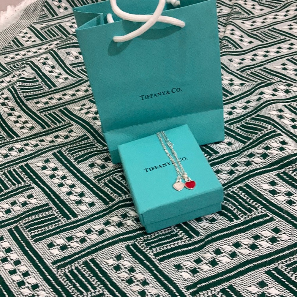 Tiffany & Co. Silver Necklace With Teal Heart Charm